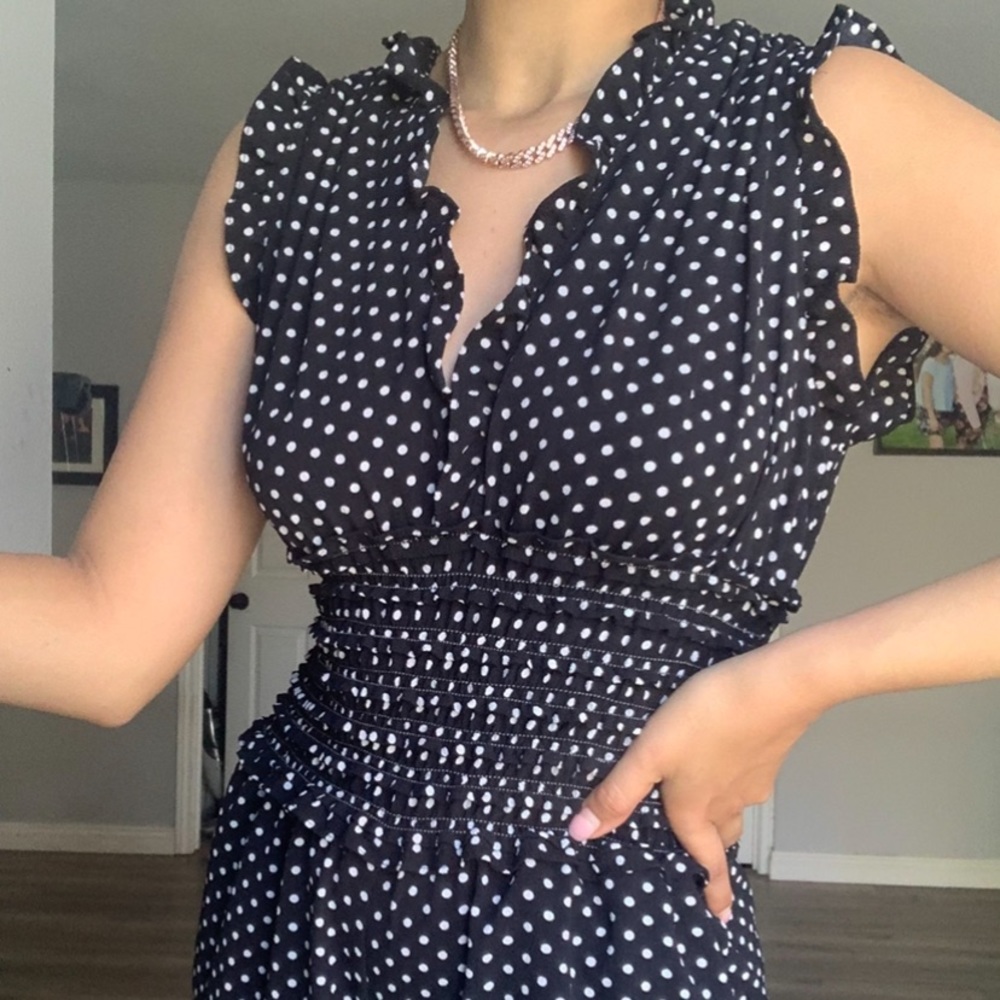 Max Studio Black Polka Dot Jumpsuit